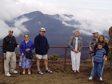 Group overlook the volcano crater