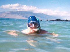 Grandpops in snorkel and swimhat