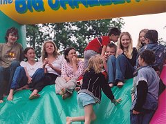 Kids commune on the inflatable