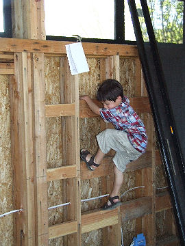 Dante climbs where his bunk will be