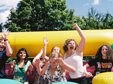 Teenagers on the bouncy castle