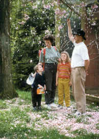 Family in blossom shower 1999