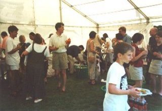 Inside the drinks tent