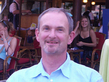 Ian in an outdoor bar